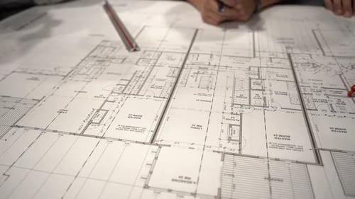 Close view of the Engineering-architecture drawing
