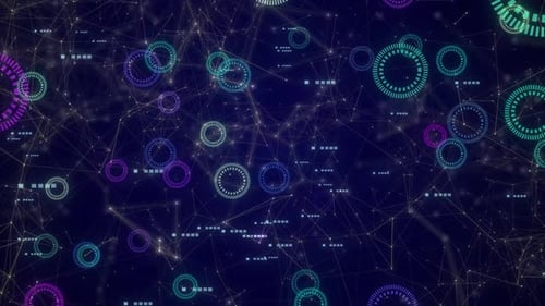 Abstract Digital Plexus And Circle Technology Animation Background. Abstract Digital Circle Hud Tech