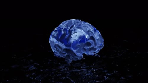 Glowing Blue Stylized Brain Rotating Animation