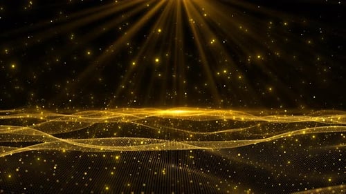 Elegant Golden Particle Wave Motion Background