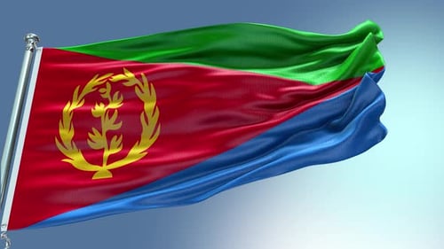 Eritrean National Flag Waving in the Wind