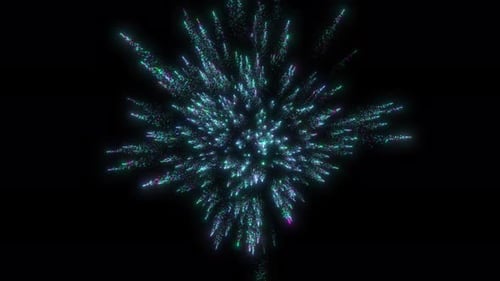 Glowing Magic Colorful Particle Brust Animation On Outer Space. Particle Blast On Black Background.