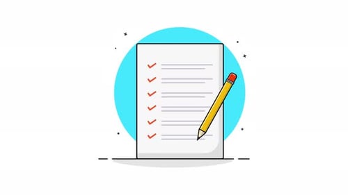 4K Document with Pencil. Business Object Concept Animation Video