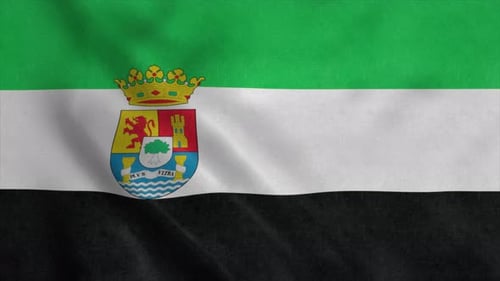 Andalusia Flag Waving with Regional Coat of Arms