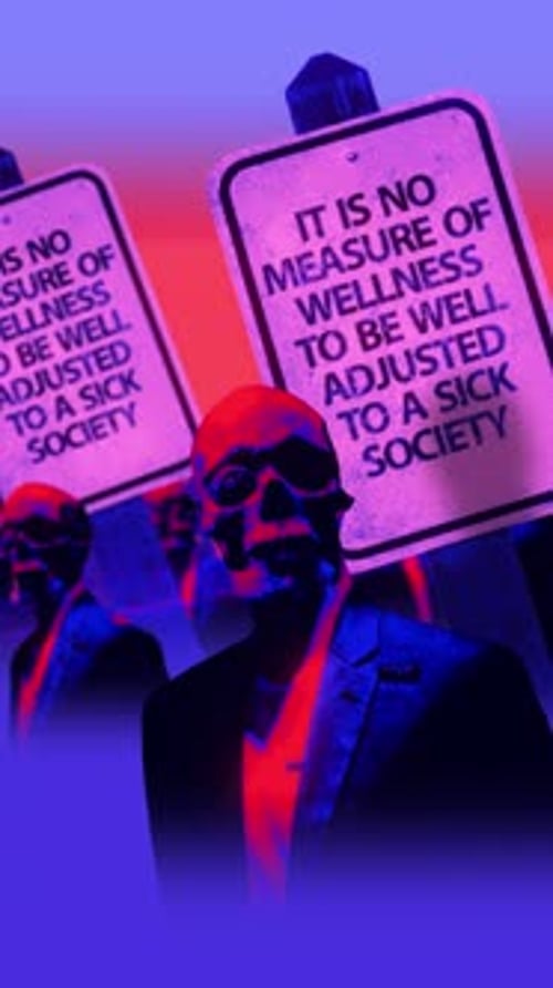 Suited Skull Mannequins With Health Signs Retro Background