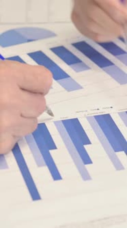 Mixed Race People Doing Paperwork in Office, vertical video