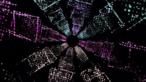 Futuristic Abstract Tunnel with Digital Particles