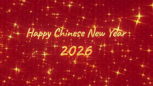 Chinese New Year Golden Text with Sparkling Festive Background