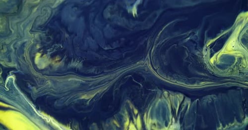 Swirling Blue and Yellow Abstract Paint Background