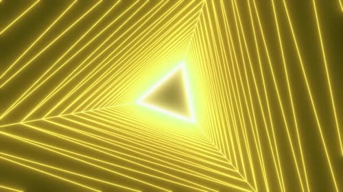 Futuristic tunnel with neon lights. Motion. Pyramid like shapes creating effect of tunnel.