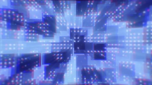 Abstract blue futuristic hi-tech energy particles dots and squares magical bright glowing background