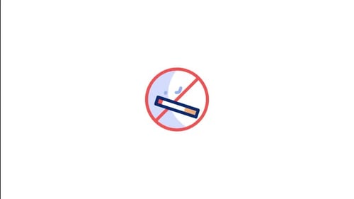 Animated No Smoking Icon Flat Design Reveal