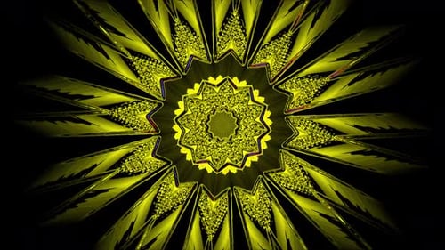 Abstract Yellow Kaleidoscope Expanding Motion Background