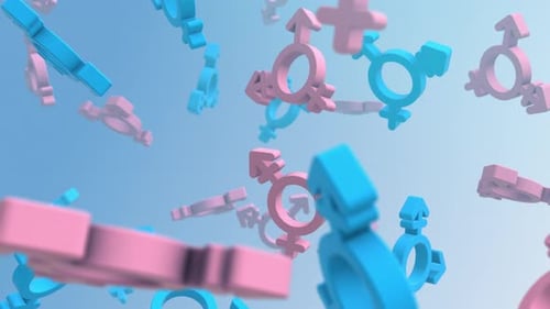 Falling Gender and Transgender Symbols Loop Background