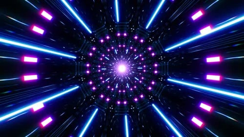 Futuristic Neon Cyber Tunnel Loop Background