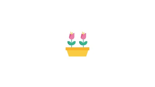 Growing Flowers in Pot Flat Design Animation