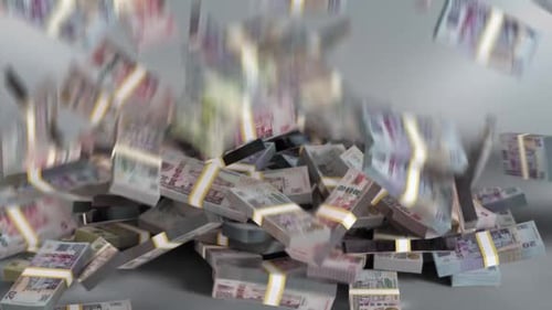Suriname Money - Dollar Stacked Money Falling - Surinamese Currency