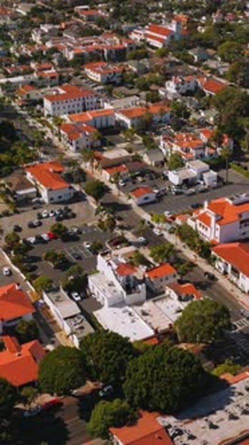 Splendid view of Santa Barbara architecture. Beautiful dwellings in the greenery