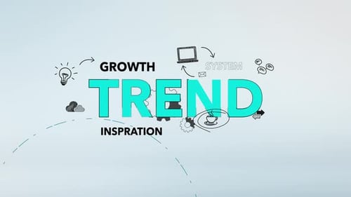 Animated Trend Title Reveal with Business Sketch Icons