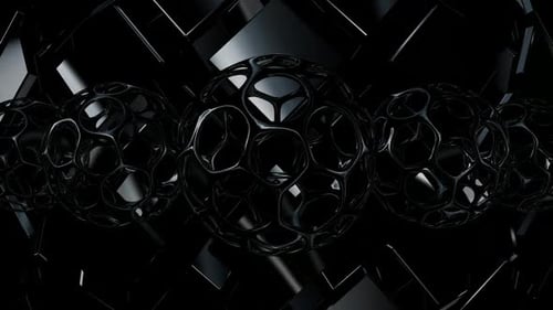Abstract Dark Geometric Spheres Looping Motion Background