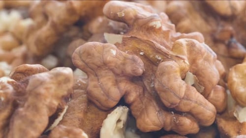 Macro Shot of Shelled Walnuts