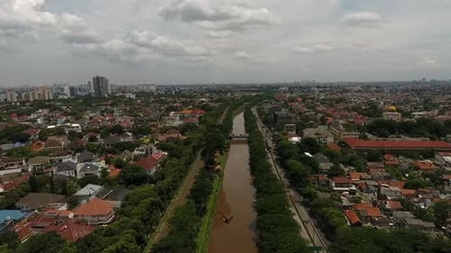 Menteng, 23 January 2017, View of the river in the city of Jakarta