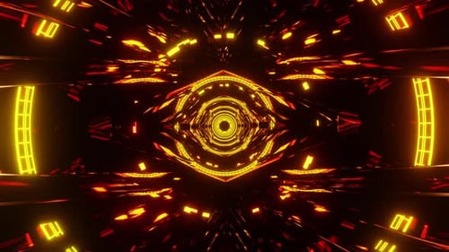 Orange visual images with musical rhythms VJ loop 3D render. Visualization for disco, nightclub