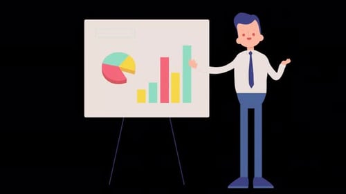 Office Worker Showing Business Presentation To His Boss 4K Alpha Channel