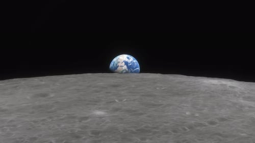 Lunar Program the Spacecraft Flies Over the Surface of the Moon