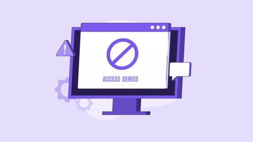 Animationsvektorwarnmeldung, Zugriff verweigert, geeignet für Cybersicherheitskonzepte, Website.