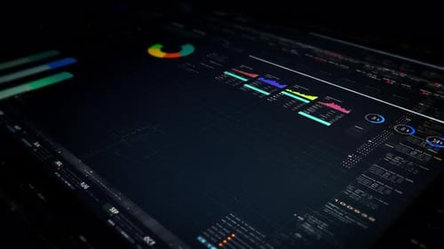 Futuristic Data Analysis HUD UI with Charts and Graphs