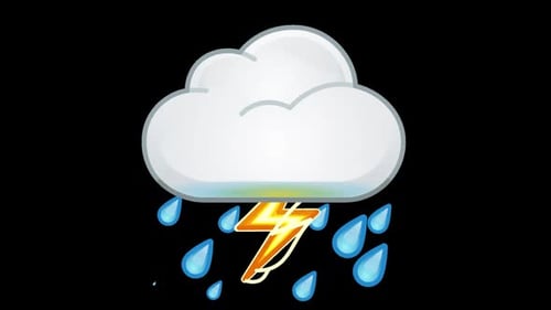 Animated Weather Icon of a Raining Cloud with Lightning