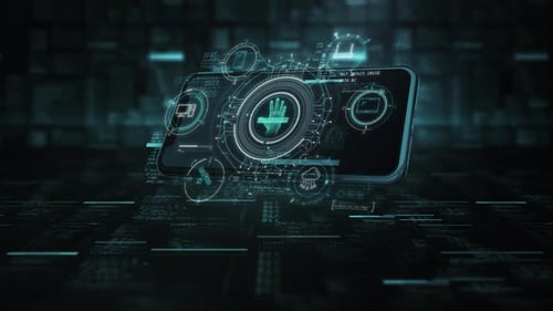 Futuristic Holographic UI Display on Smartphone with Data Interface