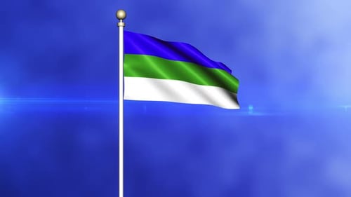 Waving Flag with Blue Green and White Stripes