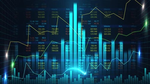 Financial Market Data Showing Stock Charts and Graphs