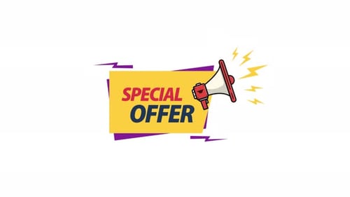 Flat Design Special Offer Megaphone Banner Promotion Animation