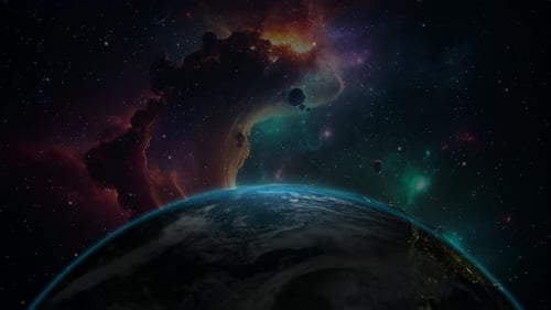 Animation with Earth Rotation, Exclusive, Space Galaxy, Background, Unique Design