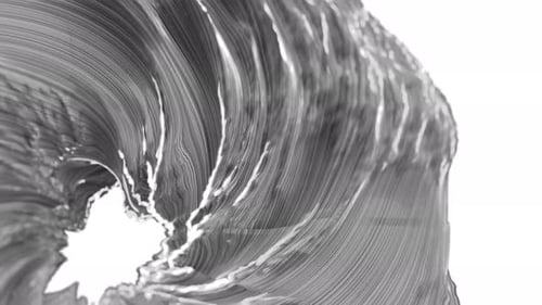 Gray Wavy Surface with Swirls on White Background 3d Loop Background