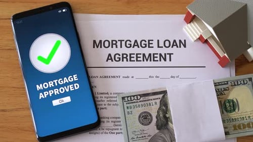 Mortgage Approval on Mobile Phone with House Model