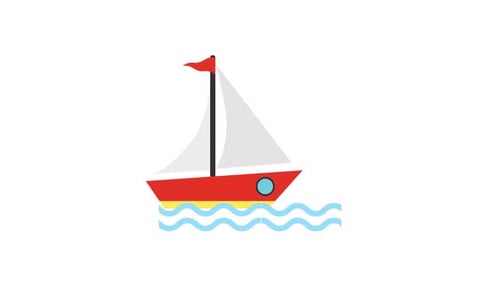 Flat Design Sailboat Icon Animation on Water