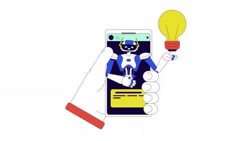 Animação 2D da linha de smartphones Virtual Agent