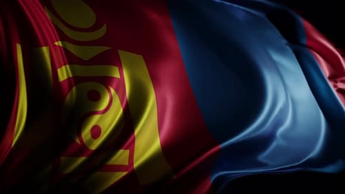 Mongolian National Flag Waving Cinematic Animation