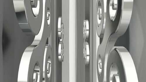 Luxus-Hintergrund mit rotierenden silbernen Formen, Reflexion, Figuren, 3D-Render, exklusiv