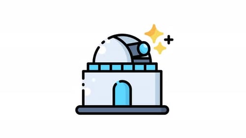 Animated Geometric Observatory Telescope Science Icon