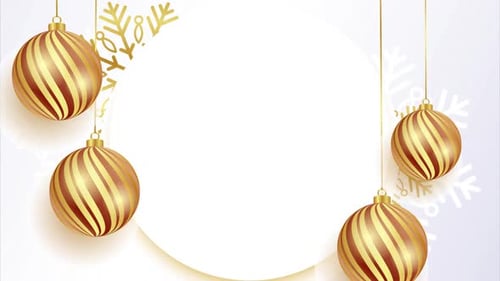 Animated Golden Christmas Ornaments and Snowflakes Frame Reveal