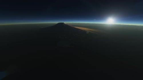 Volcano on Exoplanet in Another Solar System 3d Visualization