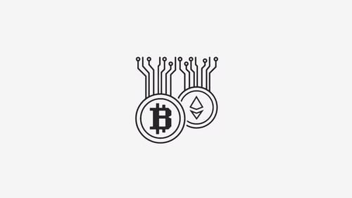 Minimalist Bitcoin Ethereum Cryptocurrency Network Line Animation