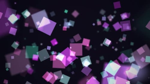 3D-Animation Bokeh-abstrakte Quadrate, Partikel, heller geometrischer Hintergrund