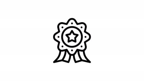 Animated Line Drawing Star Badge Icon