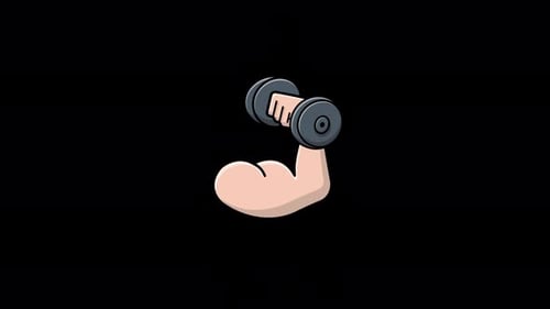Animated Hand Holding Dumbbell. Body Building Concept Video - Transparent